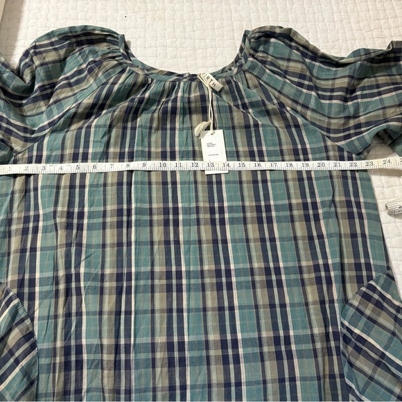 Mirth Ostuni Tiered Maxi Hand Loomed Cotton Dress Ocean Blue Plaid S Small NWT - Picture 8 of 8